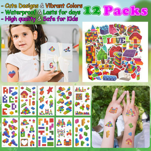 12 Packs 122 LINAYE Building Blocks Party Favors - Pcs Birthday Party Favors Supplies with Goodie Bags, Animals