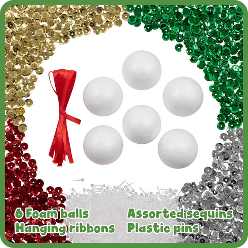 READY 2 LEARN Create Your Own Sequin Ornaments, Set of 6 Christmas Crafts for Kids, All Materials Included