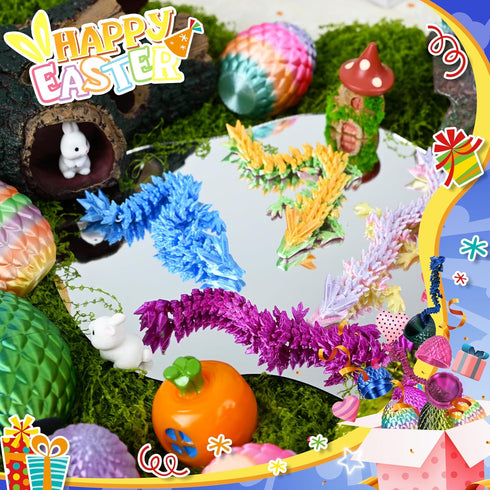 24P 3D Printed Dragon Eggs, Mystery Crystal Dragon Egg for Easter Basket Stuffers, Unique Easter Toys & Decor, Fantasy