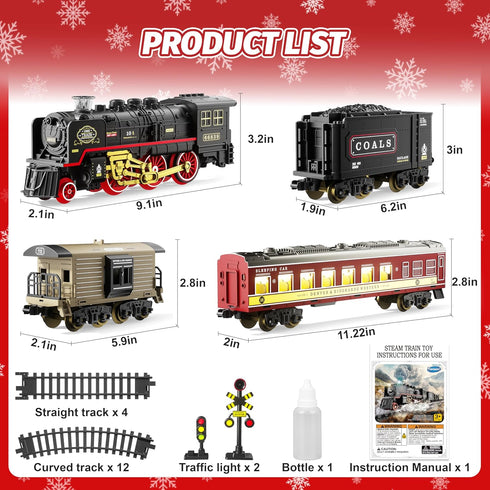Set 3 4-7 8+ Funwee Electric Train Toy with Smoke,Lights and Sound,Train for Under Christmas Tree, Locomotive Train