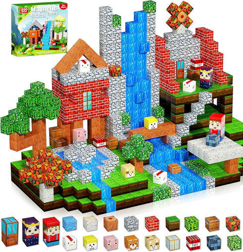 QRPQT 200PCS Magnetic Blocks, Magnetic Building Cube Toys for Kids, STEM Montessori Stacking,