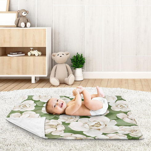 Sweet Jojo Designs Sage Green Boho Flower Floral Girl Soft Baby Blanket Receiving Security Stroller Swaddle Toddler