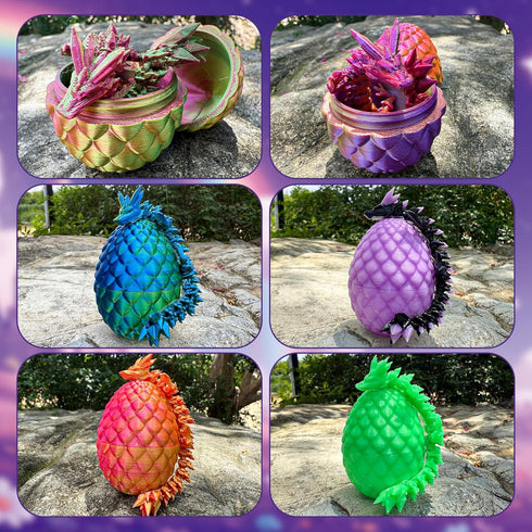 CHolic 12PCS 3D Printed Dragon Eggs with Dragon Inside, Mini Dinosaur Eggs Articulated Crystal Animal Fidget Toy