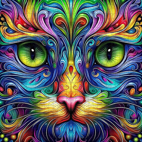 PICKFORU 1000 Cat Puzzles for Adults Pieces, Fantasy Animal Kitten Abstract Art Puzzle, Colorful Funny Cat Puzzle