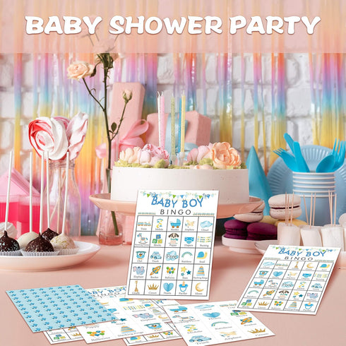 Gender Reveal Bingo Cards - Blue Baby Shower Game for 24 Players at Gender Reveal Parties