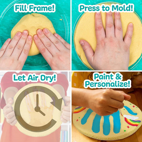 Made By Me! DIY 7-inch Handprint Stone Kit - Sand Dough Sculpt & Paint Creations, Mess-Free Keepsake Gift for Kids Ages