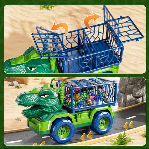 22 1 Set 3-5 5-7, 18 3 4 5 6 7 in Toddler T-rex Dinosaur Truck Toy for Kids Boys Tyrannosaurus Carrier Transport Truck