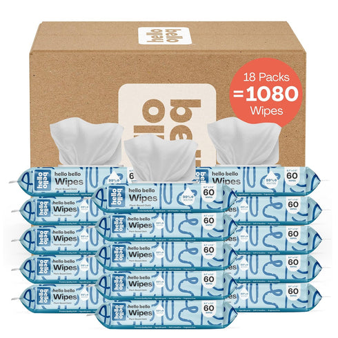 Hello Bello Extra Gentle Unscented Baby Wipes, 99% Water and Aloe for Babies and Kids, 1080 Count