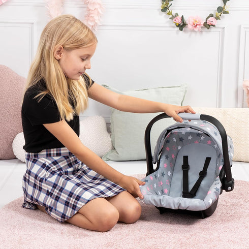 18 Bayer Baby Doll Car Seat with Retractable Canopy & Harness for Dolls up