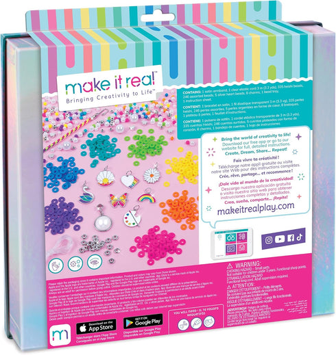 Make It Real: Rainbows & Pearls DIY Jewelry - Make 8 Fashionable Bracelets Using Awesome Rainbow Themed Charms & Beads, 598 Pieces Included, Kids Ages 8+ by Make It Real
