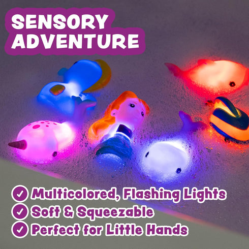 6 Pack Tub Works Mermaid Lagoon Light Up Bath Toys, | Water-Activated Light Up Toys Flash & Change Color | Easy-Grip