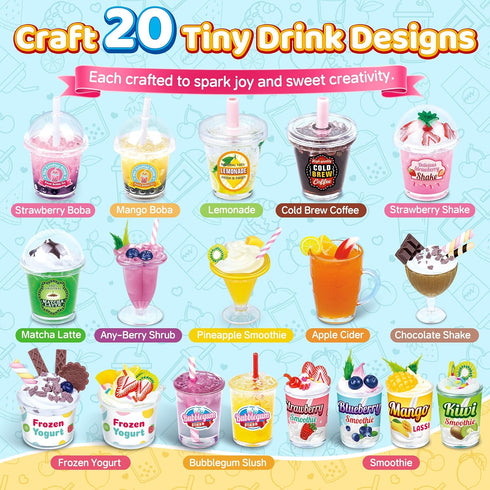20 8-12, PCS Miniature Drink Marker Kit, Miniature Food Toys, Kitchen Pretend Food DIY Crafts Kits for Kids Ages Girls