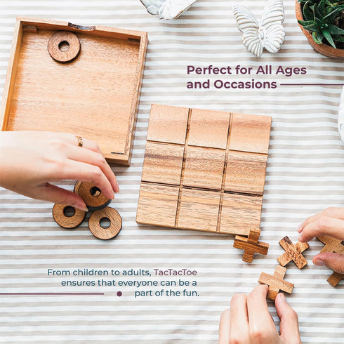 BSIRI Wooden Tic Tac Toe Game, Brain Teaser Puzzles for Adults and Kids, Unique Gifts and Coffee Table Decor