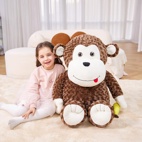 IKASA 30" Giant Monkey Stuffed Animal Plush Toy, Large Cute Jumbo Fluffy Plushie, Gifts for Kids Girls