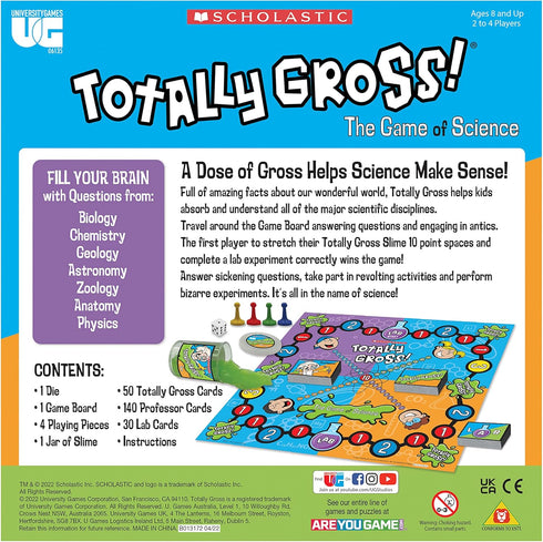 University Games | Scholastic Totally Gross Game of Science Including Real Slime, for 2 to 4 Players Ages 6 and Up