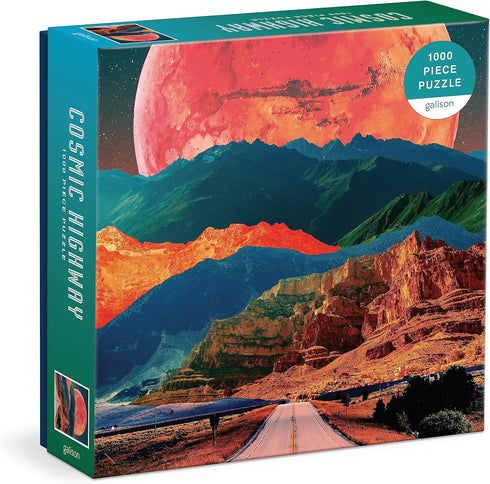 Galison Cosmic Highway – 1000 Piece Puzzle with Bright Artwork of Surreal Landscapes for Adults and Families