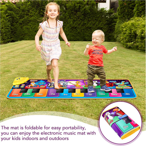 Kids Musical Piano Mats with 25 Sounds, Early Education Toys for 1-6 Year Girls Boys, Musical Playmat Carpet