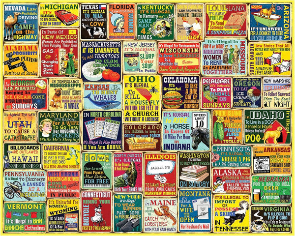 White Mountain 1000 Piece Jigsaw Puzzle Funny Rules Collage Puzzles with Large