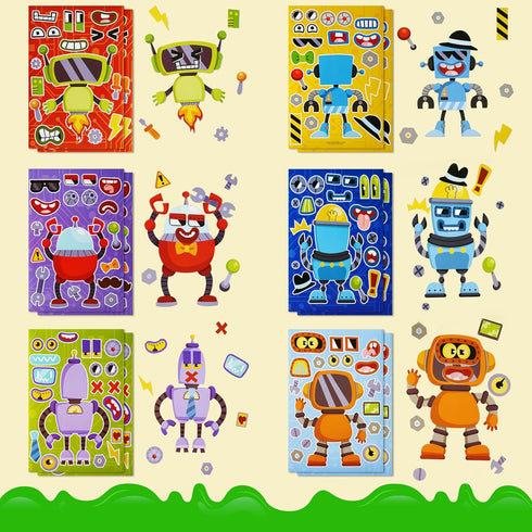 24 9"x6" JOYIN Sheets Make a face Stickers for Kids, Make Your Own Robot Stickers, Party Favors Kids Crafts, Goodie