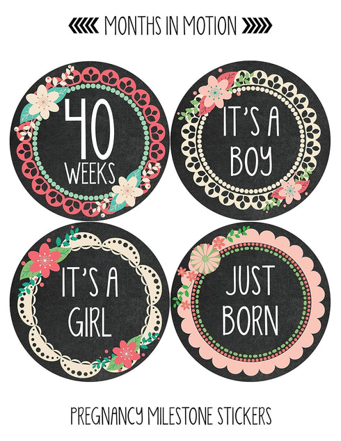 Pregnancy Weekly Belly Growth Stickers - Large Set of 36, Maternity Keepsake Photo Prop