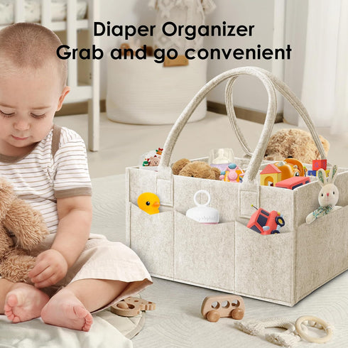 2-Pack Set HIPHOP PANDA Diaper Caddy Organizer - Newborn Essentials Baby Registry Must Haves - Sturdy Nursery Storage