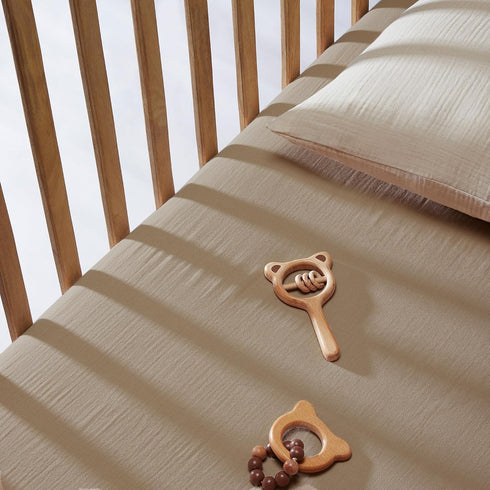 52" 28, 8 Inch Pack 2 Bioweaves Organic Cotton Muslin Crib Sheet, GOTS Certified Fitted Crib Mattress Sheet, Extra Soft