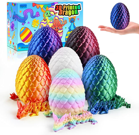 8" 3D 3D Set Impossmaker Printed Easter Dragon Eggs with Printed Dragon Inside, Easter Basket Stuffers Mini Dragon Egg