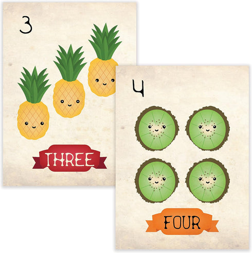 Counting 1-10, Children Inspire Design Nursery Decor, Fruits Cards, Number Flash Cards Kid's Decor, Eco-Friendly Print