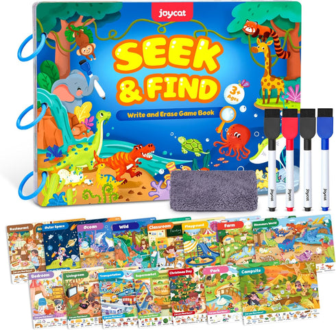 JoyCat Seek & Find Game Books - Preschool Learning Activity for Toddlers