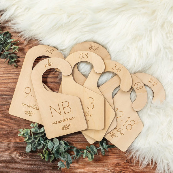 Beautiful Wooden Baby Closet Dividers Set of 7 - Double-Sided Organizer for