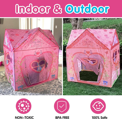 Kids Tent - Princess Castle Pink Tent for Kids - Indoor Playhouse for Kids Outdoor - Big Enough for 2-3 Little Kids