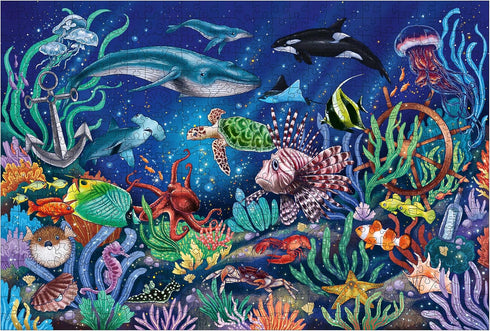 Ravensburger Under The Sea 500-Piece Wooden Jigsaw Puzzle, Eco-Friendly Materials for Stress-Reducing Fun