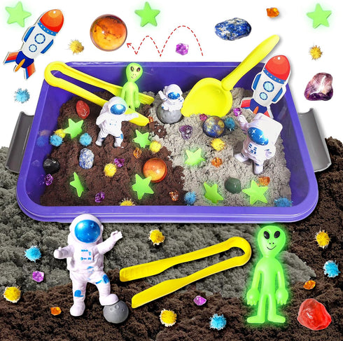 Galaxy Sensory bin, Gemstone Dig Kit,Galaxy Excavation Gem Kit with 5 Real