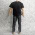 1/6 Custom Scale Clothes T-Shirt + Jean Trousers for 12" Male Action Figure Doll Clothes Toy (Black)