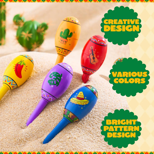 JOYIN Cinco De Mayo 6 PCS Mini Wooden Maracas for Kids, Mexican Fiesta Party Favors and Noisemakers