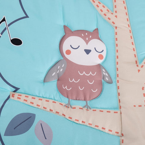 CribMATE Set 3 Set Animal Nursery Crib Bedding for Boys Pieces Blue Raccoon Fox Owl Hedgehog Baby Boy Bedding