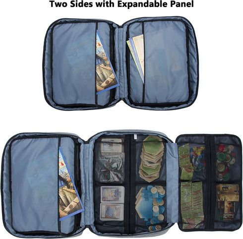 18 KISLANE Board Game Carrying Case with Pockets for Board Games, Pieces, Tokens, Cards and More, Expandable Board Game