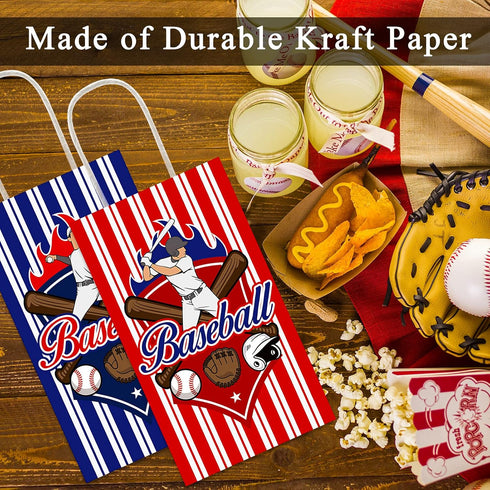 chiazllta 12 Pcs Baseball Party Treat Bags, Kids Boys Girls Gift Candy Goodie Snack Favor Bags for Sports Game