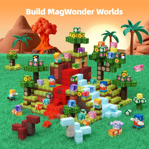 126PCS Playset, GobiDex Magnetic Blocks Build Dinosaur MagWonder with Building Pretend Play Toys, STEM Montessori