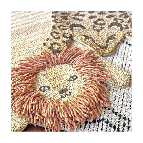 100% 23 36 Inches Crane Baby Lion Shaped Nursery Rug, Handmade Wool Safari Animal Rug for Baby Boy and Girl Nursery