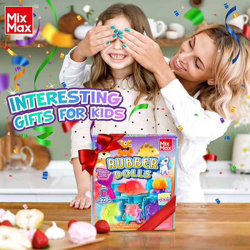 MixMax 6 Packs 6-12 Make Your Own Squishies Toys, Rubber Dolls Making Kit for Kids Glow Jumbo Glitter Silicone Squishy