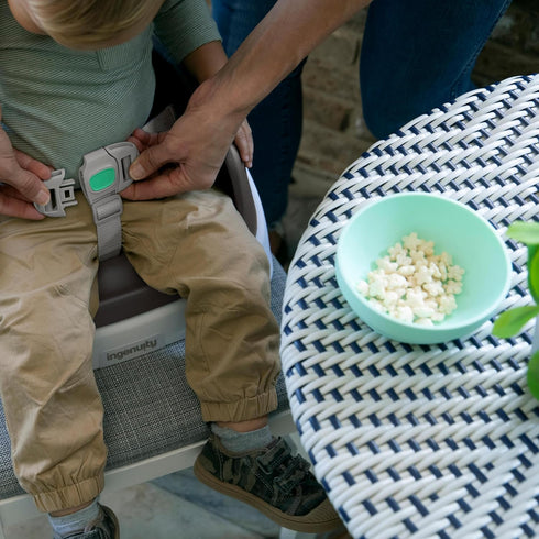3-Point Ingenuity SmartClean Toddler Booster Seat for Kitchen Chair Lightweight for on-the-go, Easy-Clean, Harness