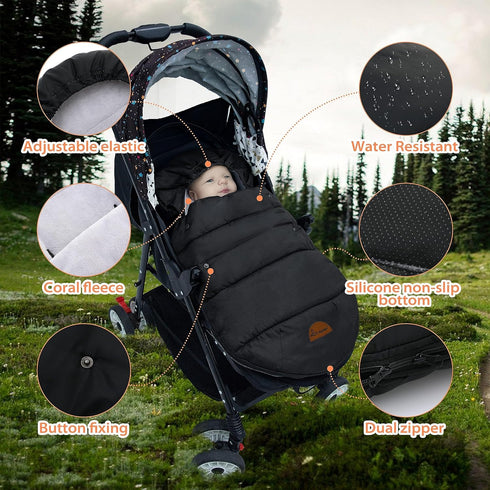 Stroller Universal Sleeping Bag, Winter Outdoor Hooded Bunting Bag, Windproof and Water-Resistant Stroller Accessory