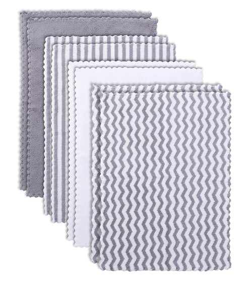 8 Pack Baby Burp Cloths, Ultra Absorbent Washcloths for Newborns, Unisex Milk Spit Up Rags, Grey and White, 16 × 12 Inch