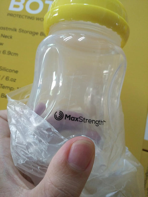 6pc Set 6.oz 180ml Breastmilk Bottles with Leak Proof Lids by Max Strength Pro, Reusable Wide Neck Bottles Best