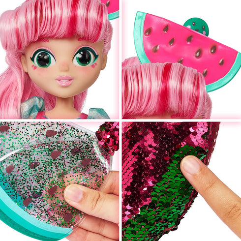 Sunny Days Entertainment Fidgie Friends Watermellow – Mermaid with Flip Sequin Tail | 10.5 Inch Fashion Doll with Fidgets | Sensory Toys for Kids