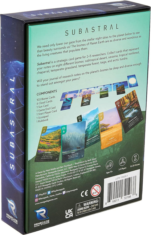 Renegade Game Studios Subastral, 2-5 Players, Ages 10+, 15-30 Minutes, Hand Management and Set Collection Game