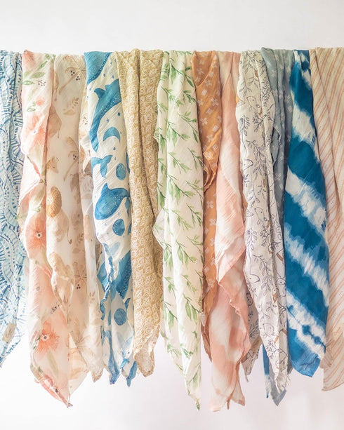 100% Set 2, 47" 47", Crane Baby Cotton Muslin Swaddle Blankets, Ezra Woodland Animal, Baby Swaddle Blanket, of x