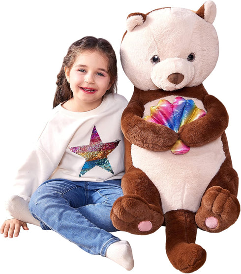 IKASA 30" Large Sea Otter Stuffed Animal Plush Toy, Giant Cute Jumbo Soft Fluffy Plushie, Gifts for Kids