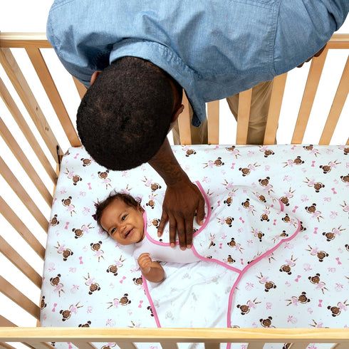 Baby Swaddle 100% Cotton, Ballerina Theme (Zhara) for Newborn - 3 Months by Little Muffincakes